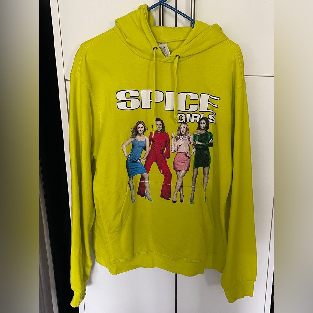 Spice Girls 2019 Tour Hoodie Size Medium M Fluorescent Yellow